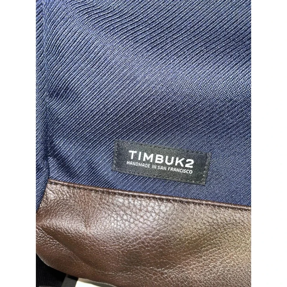 Timbuk2 Handmade San Francisco Messenger Bag Handbag Blue Brown Multi Pocket